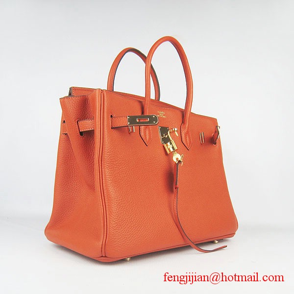 Hermes 35cm Embossed Veins Leather Bag Orange 6089 Gold Hardware Hermes 35cm Embossed Veins Leather Bag Orange 6089 Gold Hardware